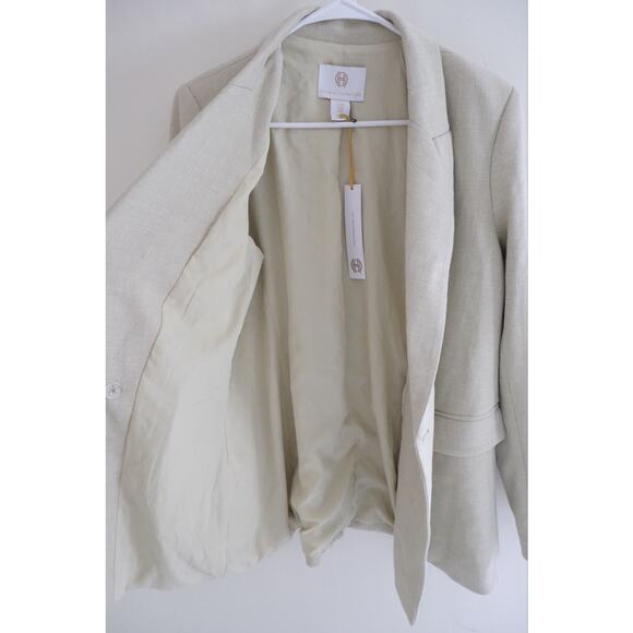 House of Harlow 1960 Blazer Womens M Light Green Woven Tweed Jacket NWT - Picture 4 of 8